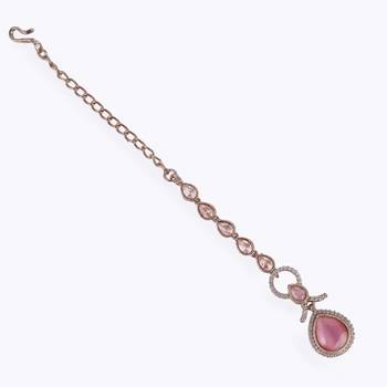 Astonish round and oval shape gold plated dangle earring with maangtikka for women and girls 4