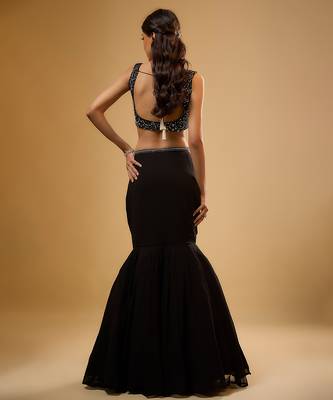 Black Sequin embroidered Georgette Lehenga 2