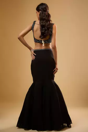 Black Sequin embroidered Georgette Lehenga