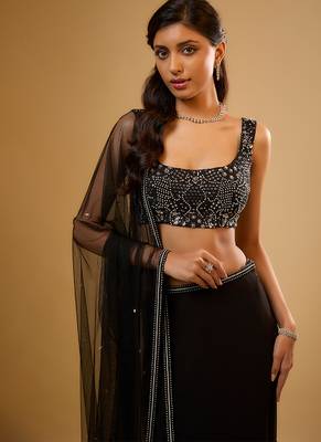 Black Sequin embroidered Georgette Lehenga 4