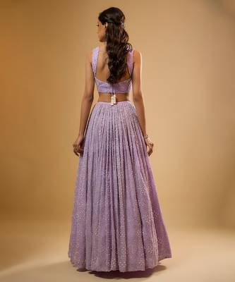Purple Sequin embroidered Georgette Lehenga 2