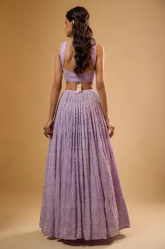 Purple Sequin embroidered Georgette Lehenga