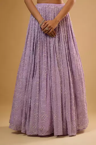 Purple Sequin embroidered Georgette Lehenga