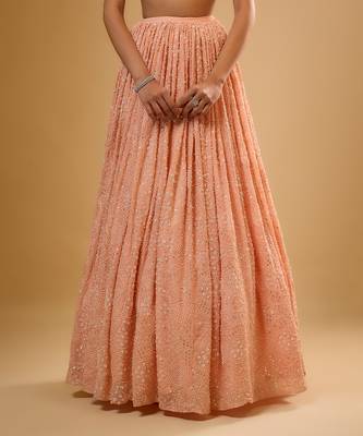 Peach Sequin embroidered Georgette Lehenga 2