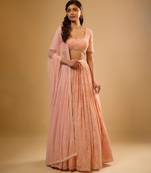 Peach Sequin embroidered Georgette Lehenga