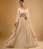 Ivory Hand embroidered Georgette Lehenga