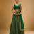 Green Hand embroidered Georgette Lehenga