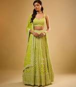 Green Floral embroidered Georgette Lehenga