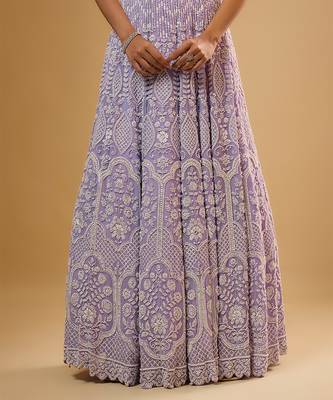 Purple Floral embroidered Georgette Lehenga 3