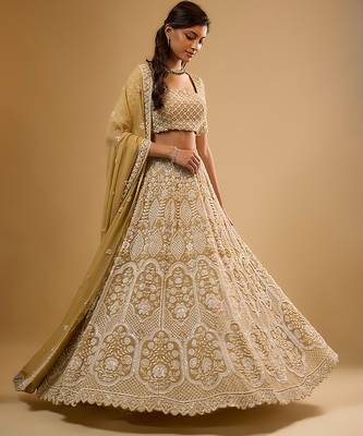 Gold Floral embroidered Georgette Lehenga 4