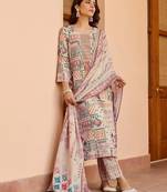 Cotton ikat printed kurta with bottom & chanderi cotton dupatta set