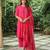 Plain dark pink cotton kurta set with striped dupatta -set of 3