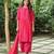 Plain dark pink cotton kurta set with striped dupatta -set of 3