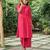 Plain dark pink cotton kurta with palazzos -set of 2