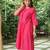 Plain dark pink cotton kurta with palazzos -set of 2