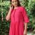 Plain dark pink cotton kurta with palazzos -set of 2