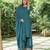 Pecock blue cotton kurta set with buti dupatta-set of 3