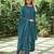 Pecock blue cotton kurta set with buti dupatta-set of 3