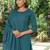 Pecock blue cotton kurta set with buti dupatta-set of 3