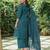Pecock blue cotton kurta set with buti dupatta-set of 3