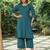 Pecock blue cotton kurta with palazzos - set of 2
