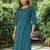 Pecock blue cotton kurta with palazzos - set of 2
