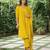 Yellow zari buti kurta ,plain palazzos with striped dupatta -set of 3