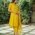 Yellow zari buti kurta ,plain palazzos with striped dupatta -set of 3