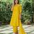 Yellow zari buti kurta ,cotton plain palazzos set -set of 2