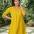 Yellow zari buti kurta ,cotton plain palazzos set -set of 2