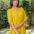Yellow zari buti kurta ,cotton plain palazzos set -set of 2
