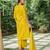 Yellow zari buti kurta ,cotton plain palazzos set -set of 2