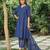 Navy blue cotton kurta, zari striped palazzos  set-set of 2