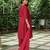 Red zari striped kurta with plain palazzos and  zari dupatta set-set of 3