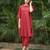 Red dobby kurta set with palazzos set-set of 2