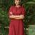 Red dobby kurta set with palazzos set-set of 2