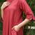 Red dobby kurta set with palazzos set-set of 2