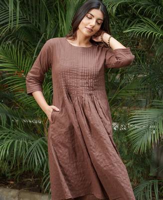 Brown stripes lurex kurta with palazzos set-set 2 4