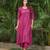 Magenta dobby cotton lurex kurta with palazzos set-set of 2