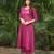 Magenta dobby cotton lurex kurta with palazzos set-set of 2