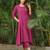 Magenta dobby cotton lurex kurta with palazzos set-set of 2