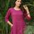 Magenta dobby cotton lurex kurta with palazzos set-set of 2