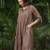 Brown zari stripes kurta with black pants set- set of 2
