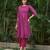 Dark purple cotton slub kurta,striped purple-maroon palazzos set- set of 2
