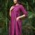 Dark purple cotton slub kurta,striped purple-maroon palazzos set- set of 2