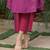 Dark purple cotton slub kurta,striped purple-maroon palazzos set- set of 2