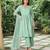 Sea-green cotton dobby kurta,cotton flex palazzos with kota doria dupatta set-set of 3