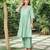 Sea-green cotton dobby kurta,cotton flex palazzos-set of 2