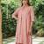 Dusty pink cotton dobby kurta,palazzos with kota doria dupatta set-set of 3