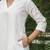 White cotton polka dobby kurta with stripes palazzos set-set of 2
